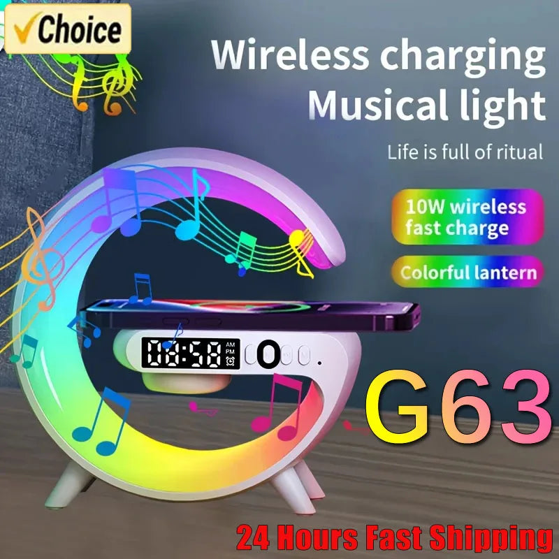 15W Wireless Rechargeable RGB LED Desk Lamp with Smart Wake Speaker for Bedroom Bedside Game Room Night Light
