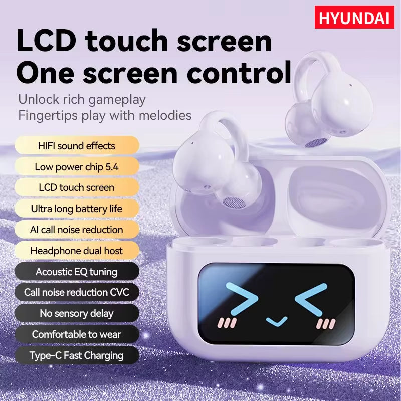 Choice M100 ENC Ear Clip LED Digital Display Earphones Wireless Bluetooth Headphones Noise Cancelling Touch Control