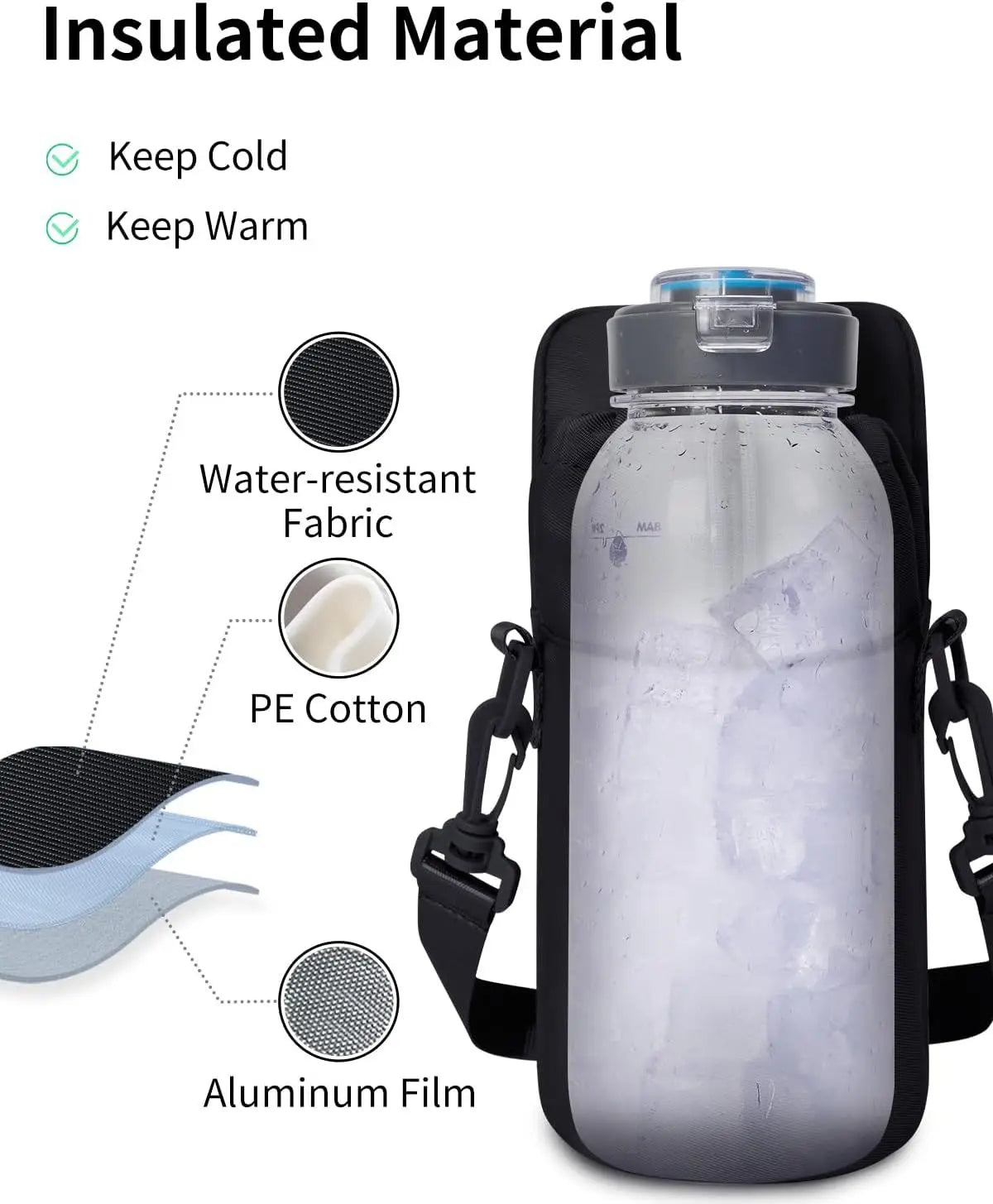 Magnetic Gym Sling Bag Water Bottle & Phone Holder Waterproof Crossbody Bag for Outdoor Sports Travel Fitness Accessories