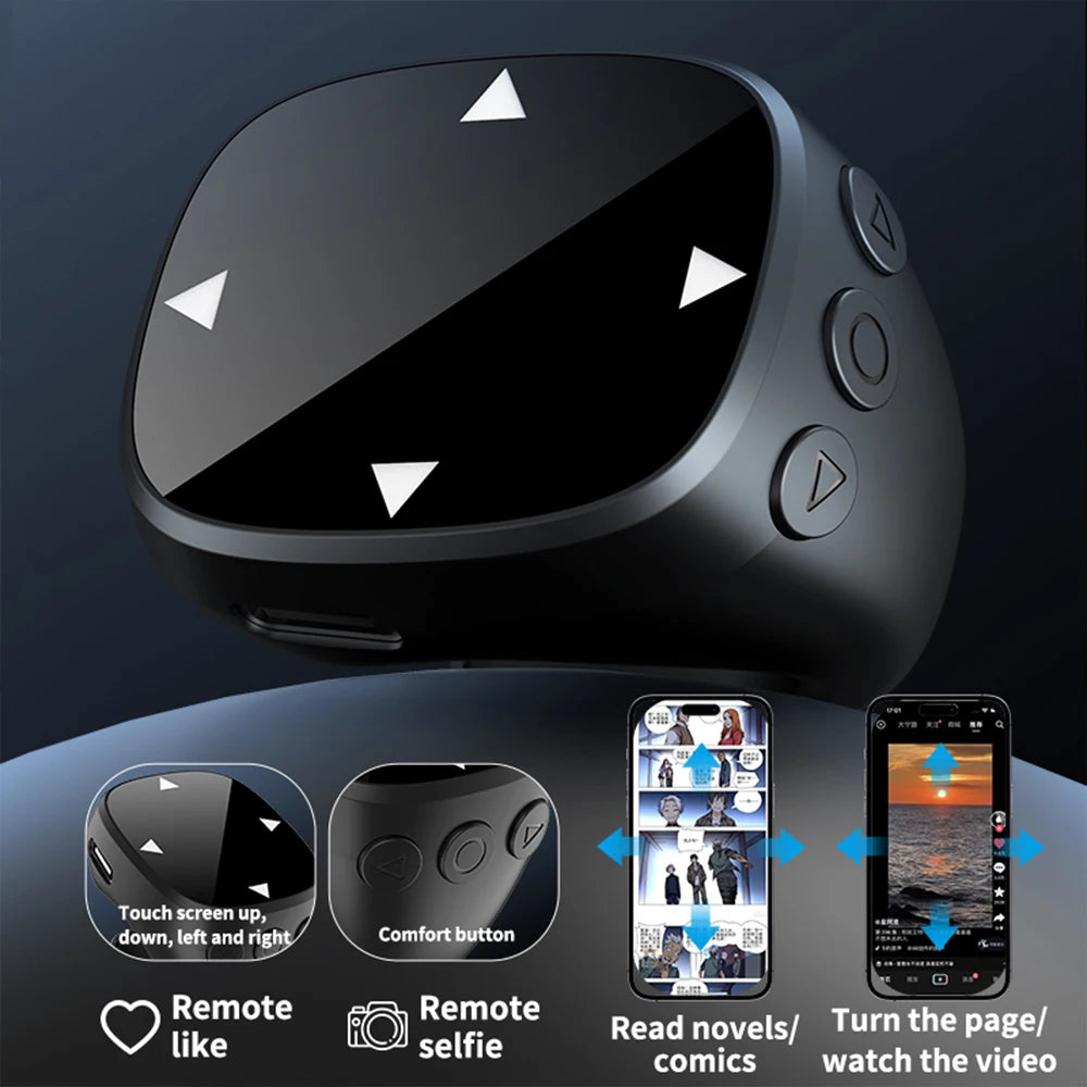 Smart Fingertip Ring Remote Control Wireless Bluetooth Mobile Selfie Mice Selfie Video Automatic Page Turner Browsing