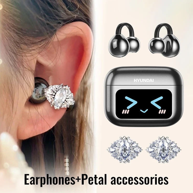 Choice M100 ENC Ear Clip LED Digital Display Earphones Wireless Bluetooth Headphones Noise Cancelling Touch Control