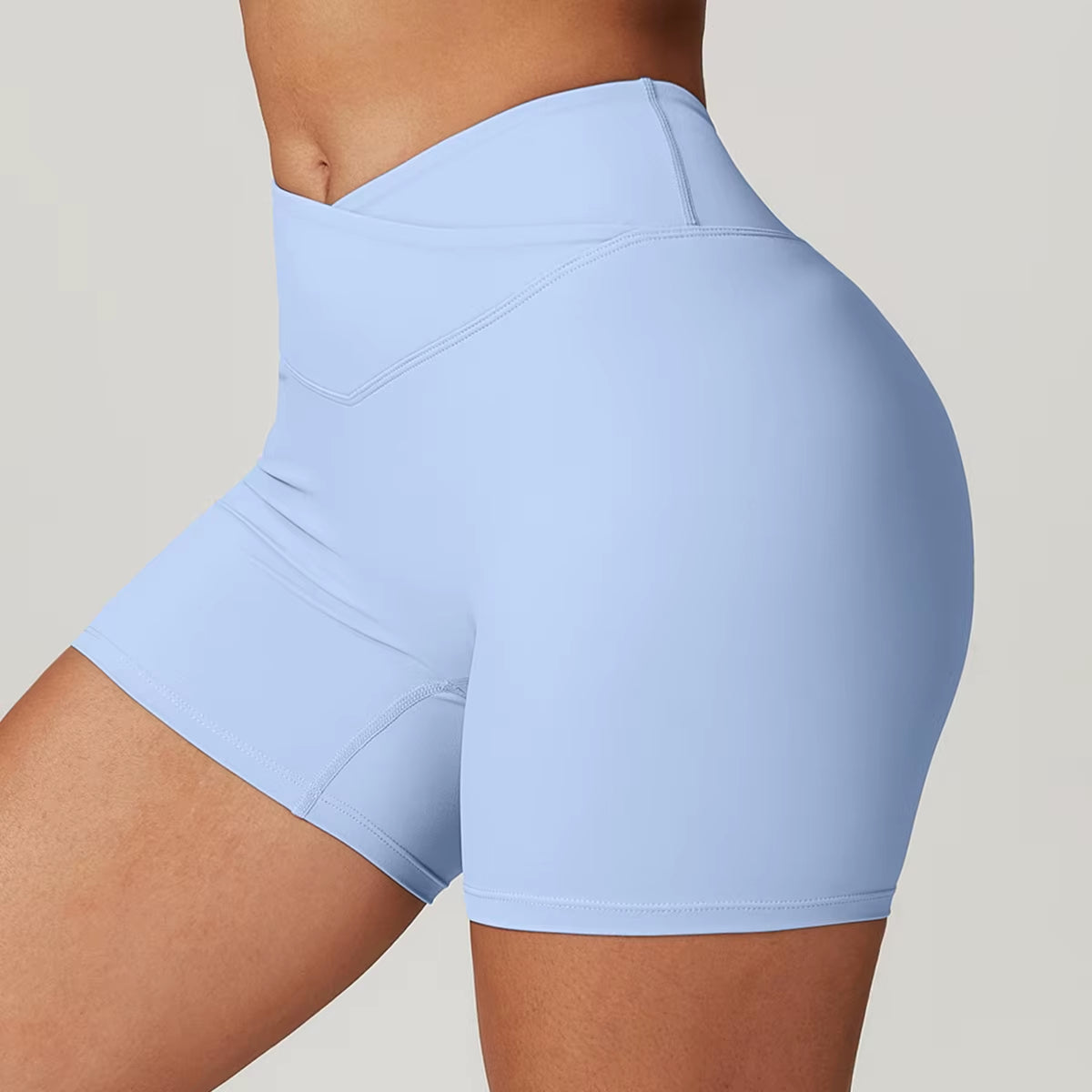 Gym Shorts Solid Women Yoga Shorts Crossover Fitness Short Leggings High Waist Running Short Pants Stretch Workout Short Clothes