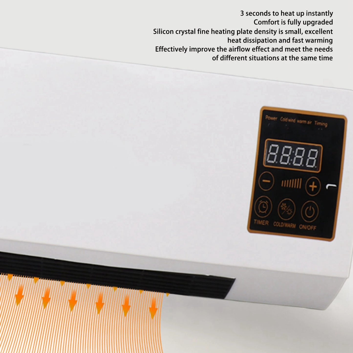 Wall Mounted Heating Machine Dual Use Highly Efficient Wide Angles Mobile Small Air Heater US Plug 110V