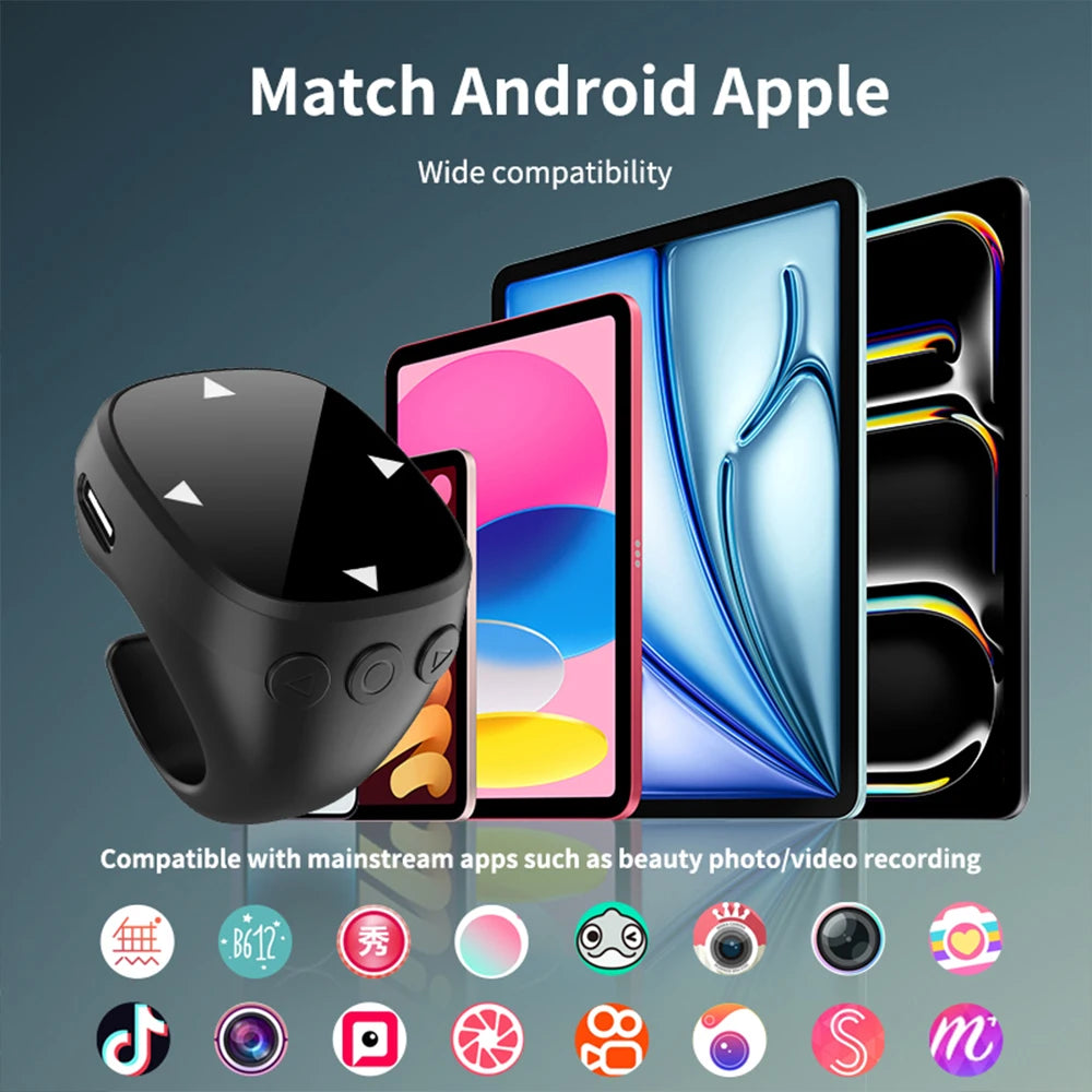 Smart Fingertip Ring Remote Control Wireless Bluetooth Mobile Selfie Mice Selfie Video Automatic Page Turner Browsing