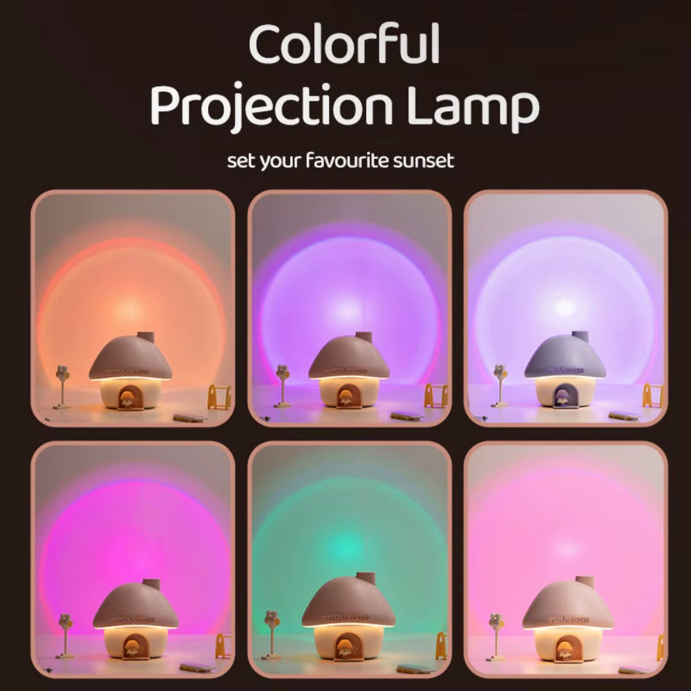 Cartoon House Aroma Essential Oil Diffuser 7-Colours Ambient Night Lights USB Lovely Home Air Humidifier for Children Home Gifts