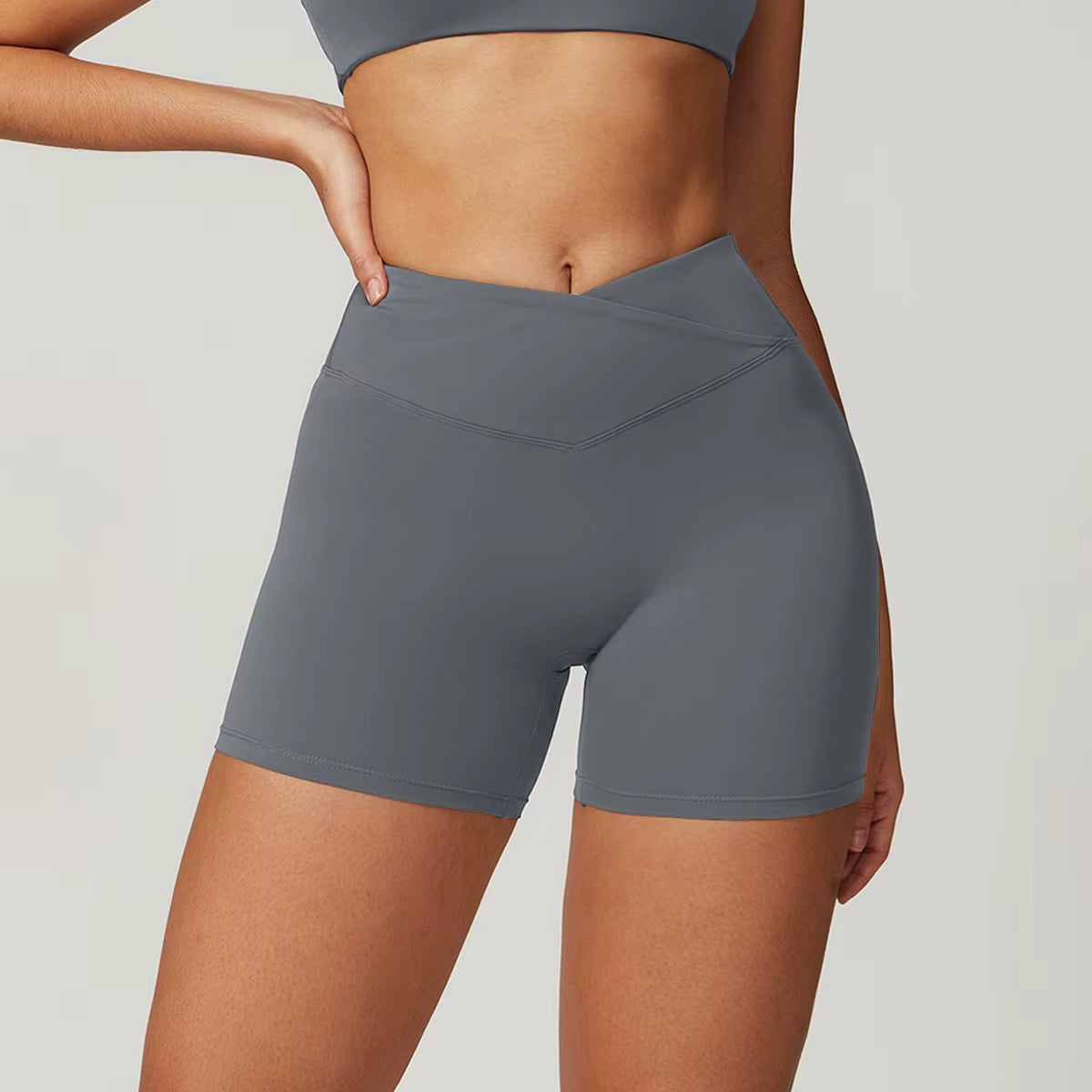 Gym Shorts Solid Women Yoga Shorts Crossover Fitness Short Leggings High Waist Running Short Pants Stretch Workout Short Clothes