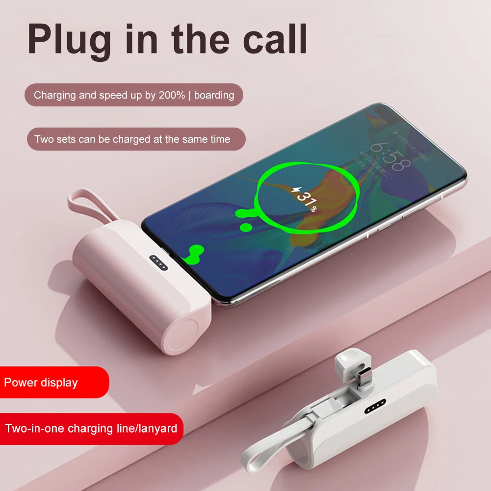 Mini Power Bank 5000Mah Portable Mobile Phone Charger External Battery Power Bank Plug Play for Iphone Samsung Xiaomi Power Bank