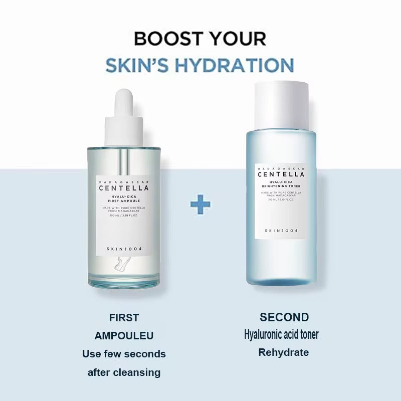 Skin1004 Korean Skincare Hyalu-Cica Duo Set - 90% Centella & 3 Ceramides Serum+Essence Toner for Sensitive Skin
