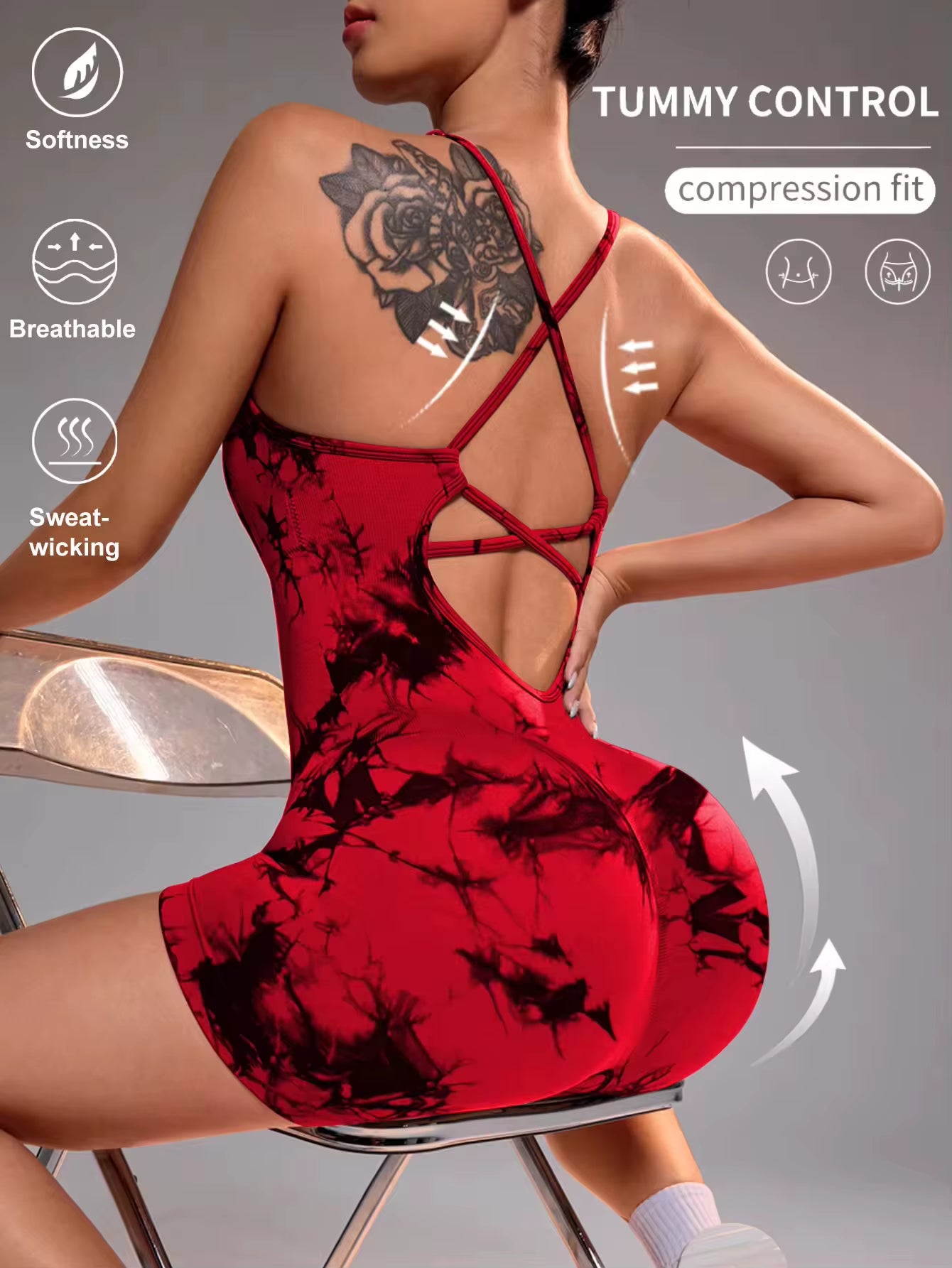 Women'S Gym Yoga Set Tight Fitting Short High Elasticity Integrated Exercise Workwear Sports Bra Jumpsuit Gym Set Women
