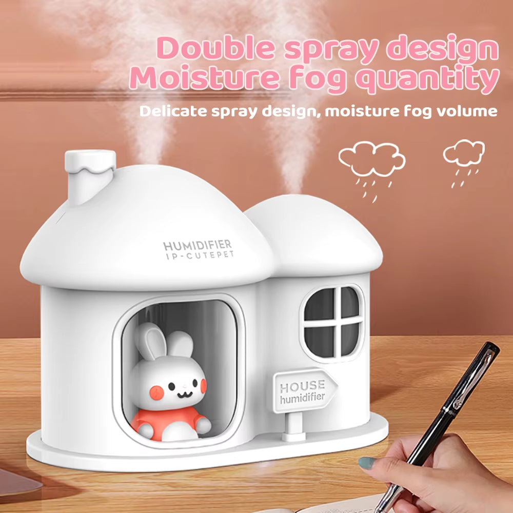 Cartoon House Aroma Essential Oil Diffuser 7-Colours Ambient Night Lights USB Lovely Home Air Humidifier for Children Home Gifts