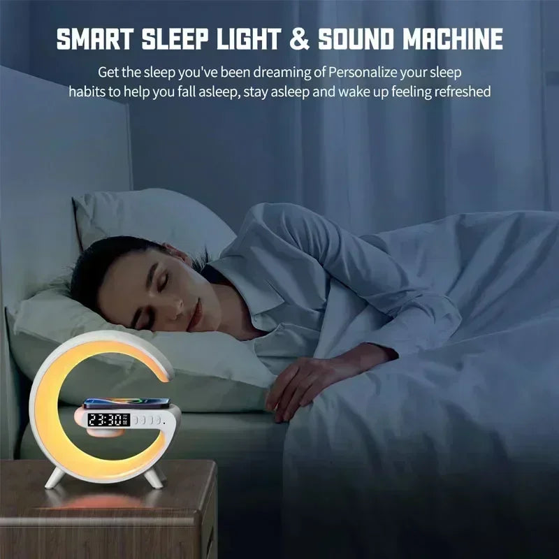 15W Wireless Rechargeable RGB LED Desk Lamp with Smart Wake Speaker for Bedroom Bedside Game Room Night Light