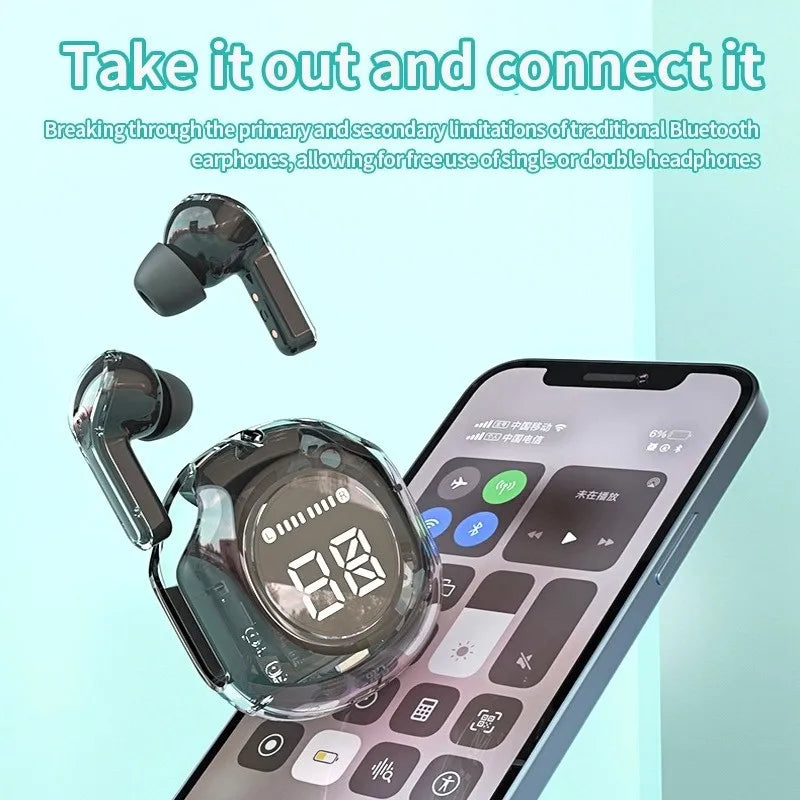 T8 PRO Tws Bluetooth Earbuds Transparent with LED Digital Display Wireless In-Ear Earphone for Xiaomi Huawei Iphone Headphone