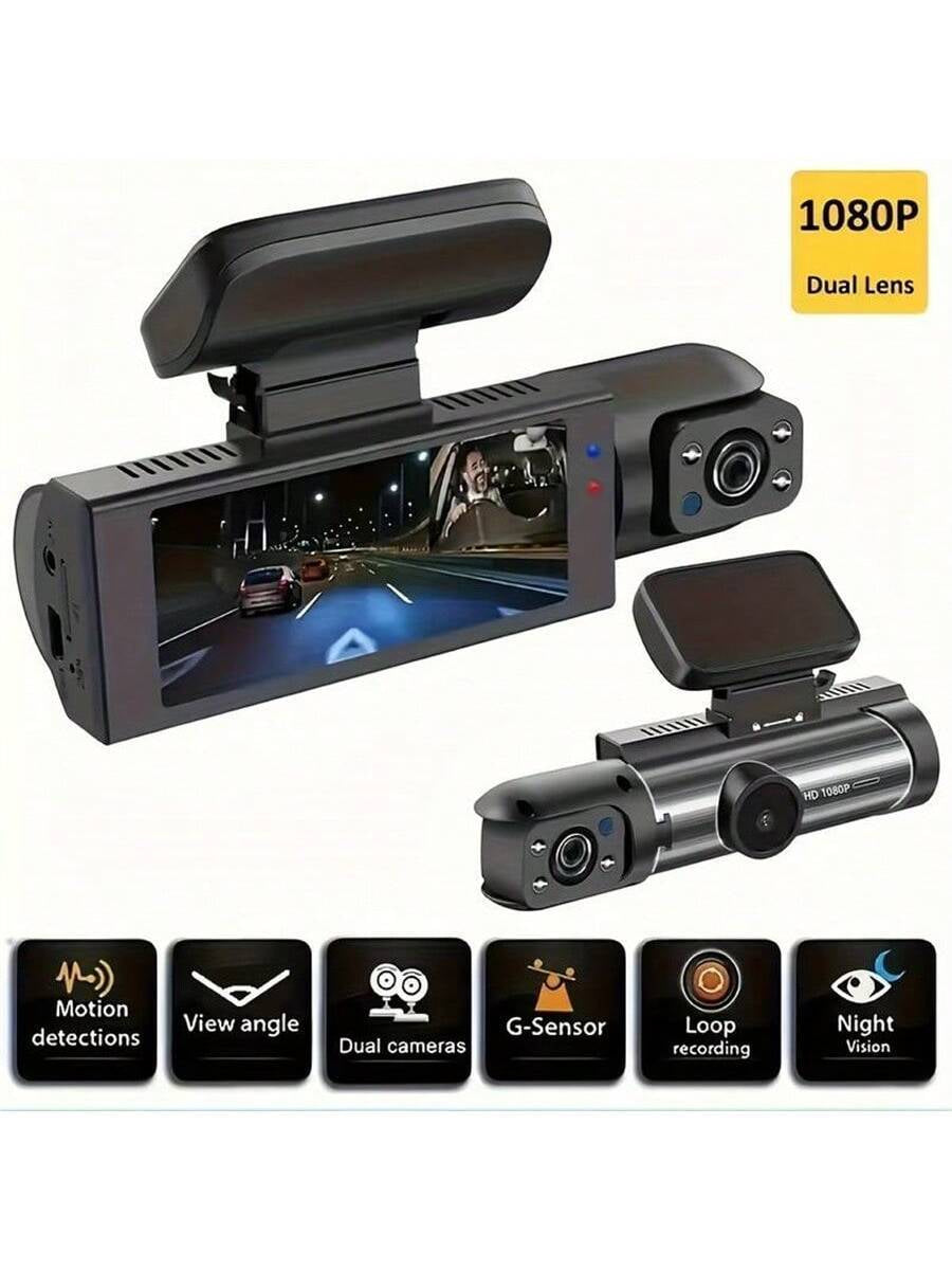 1080P Dual Camera Dash Cam for Cars with IR Night Vision, Loop Recording, and Wide Angle Lens - 3.16 Inch IPS Screen, Wide Angle Car DVR Camera Dual Lens Car Dashboard Video Cam