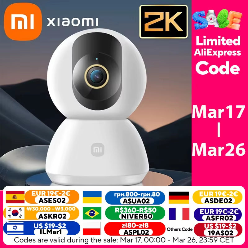 Original Mi Smart Home Security Camera 2K Baby Monitor 1296P HD Ultra-Clear IP Night Vision Voice Intercom AI Smart Home