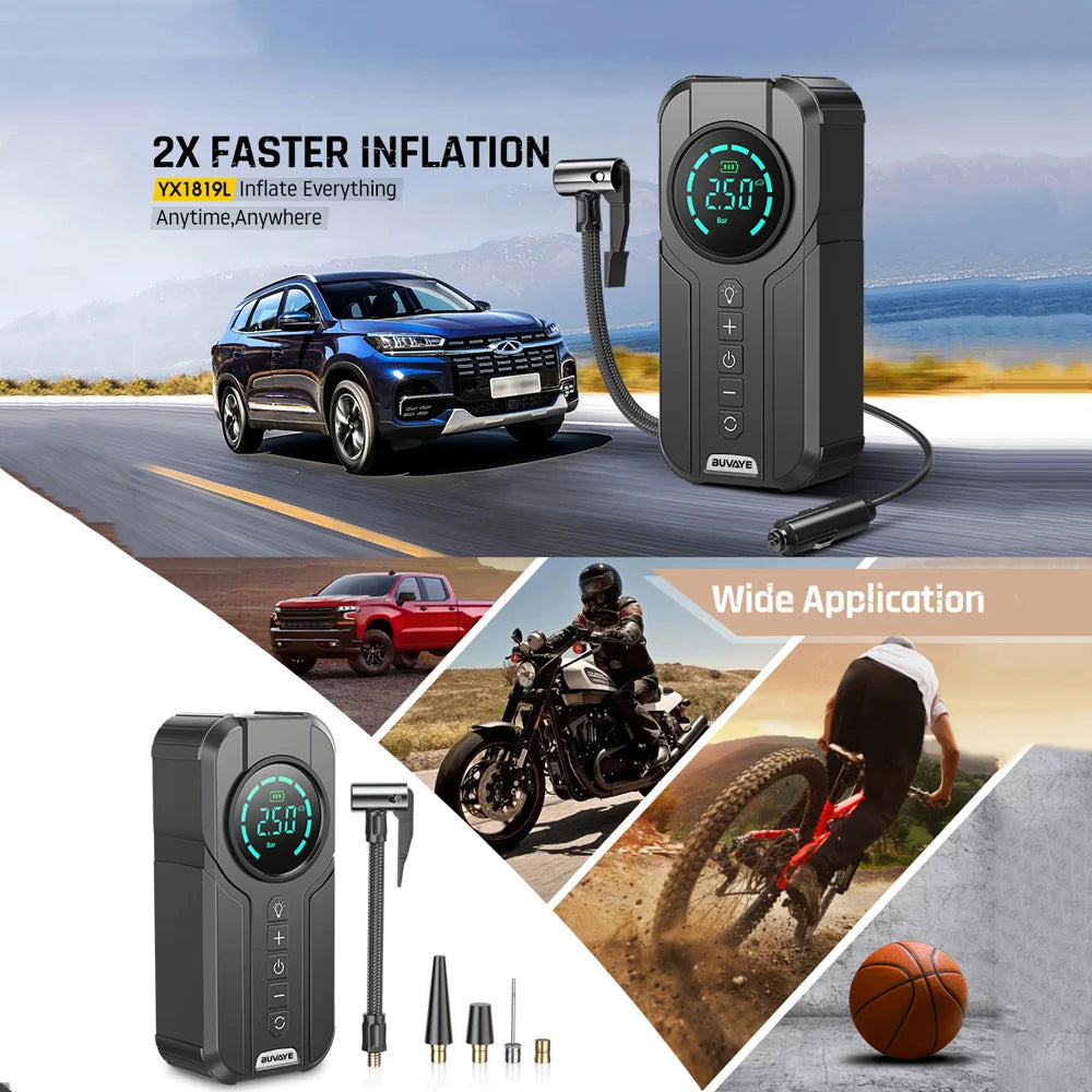 Car Inflator Tire Pump Portable Car Air Compressor for Motorcycles Bicycle Boat Tyre Inflator Digital Auto Inflatable