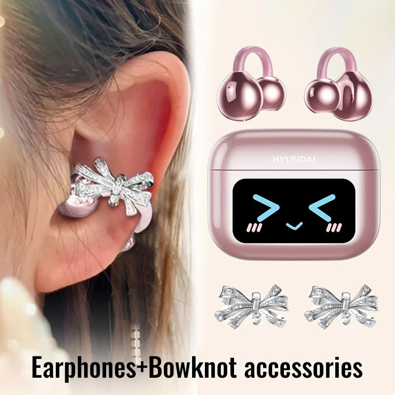 Choice M100 ENC Ear Clip LED Digital Display Earphones Wireless Bluetooth Headphones Noise Cancelling Touch Control