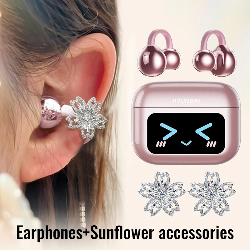 Choice M100 ENC Ear Clip LED Digital Display Earphones Wireless Bluetooth Headphones Noise Cancelling Touch Control