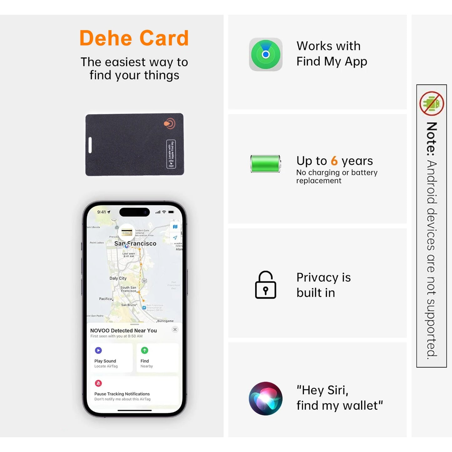 Slim Bluetooth Item Finder Tracker Wallet Tracking Card Compatible with Find My (Ios Only) IP68 Waterproof for Luggage Suitcase