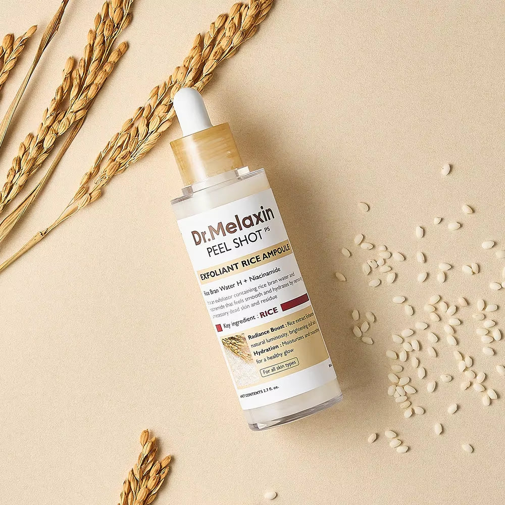 Dr.Melaxin Peel Shot Glow Rice Peel Ampoule Gentle Exfoliant Korean Skincare for All Skin Types Face Treatment
