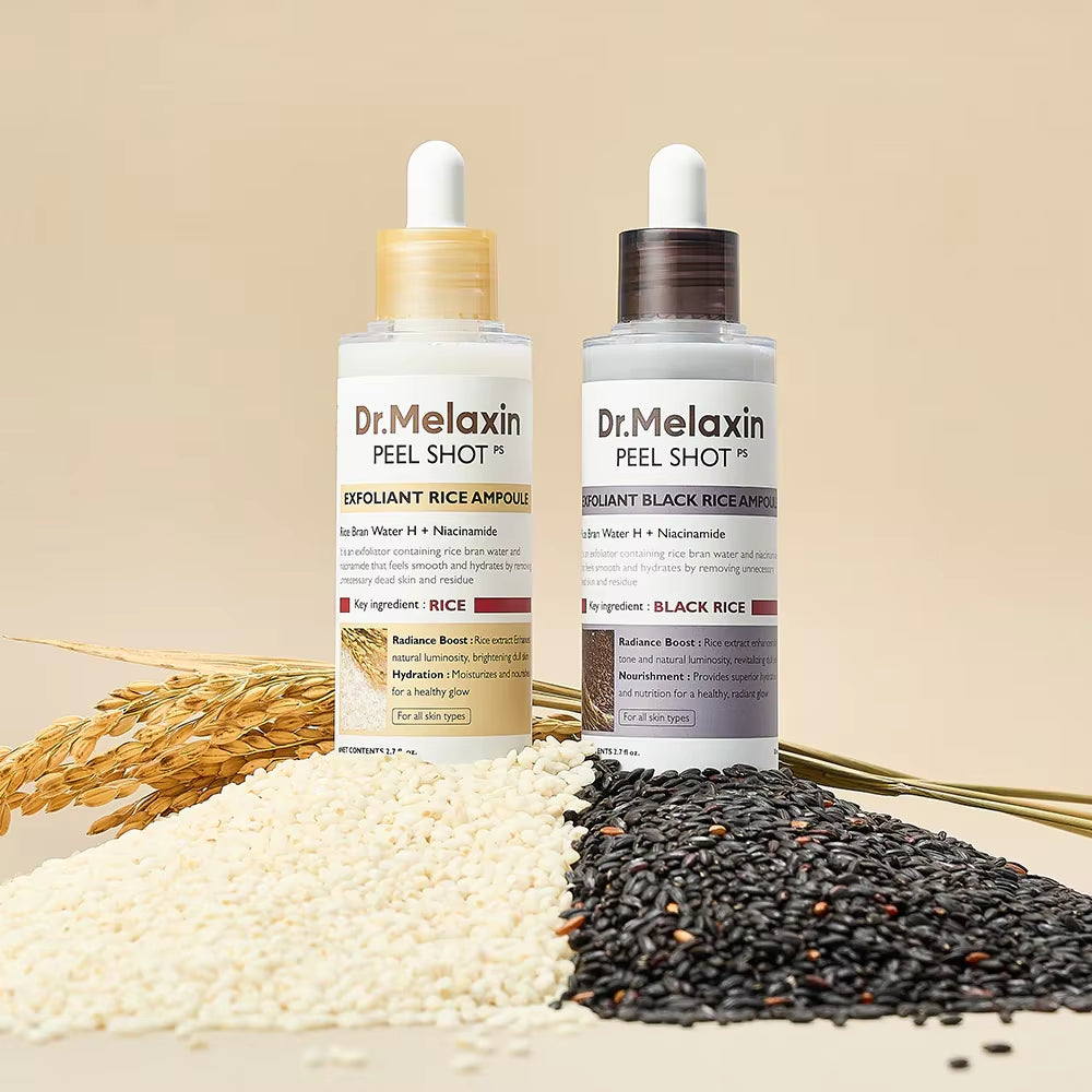 Dr.Melaxin Peel Shot Glow Rice Peel Ampoule Gentle Exfoliant Korean Skincare for All Skin Types Face Treatment