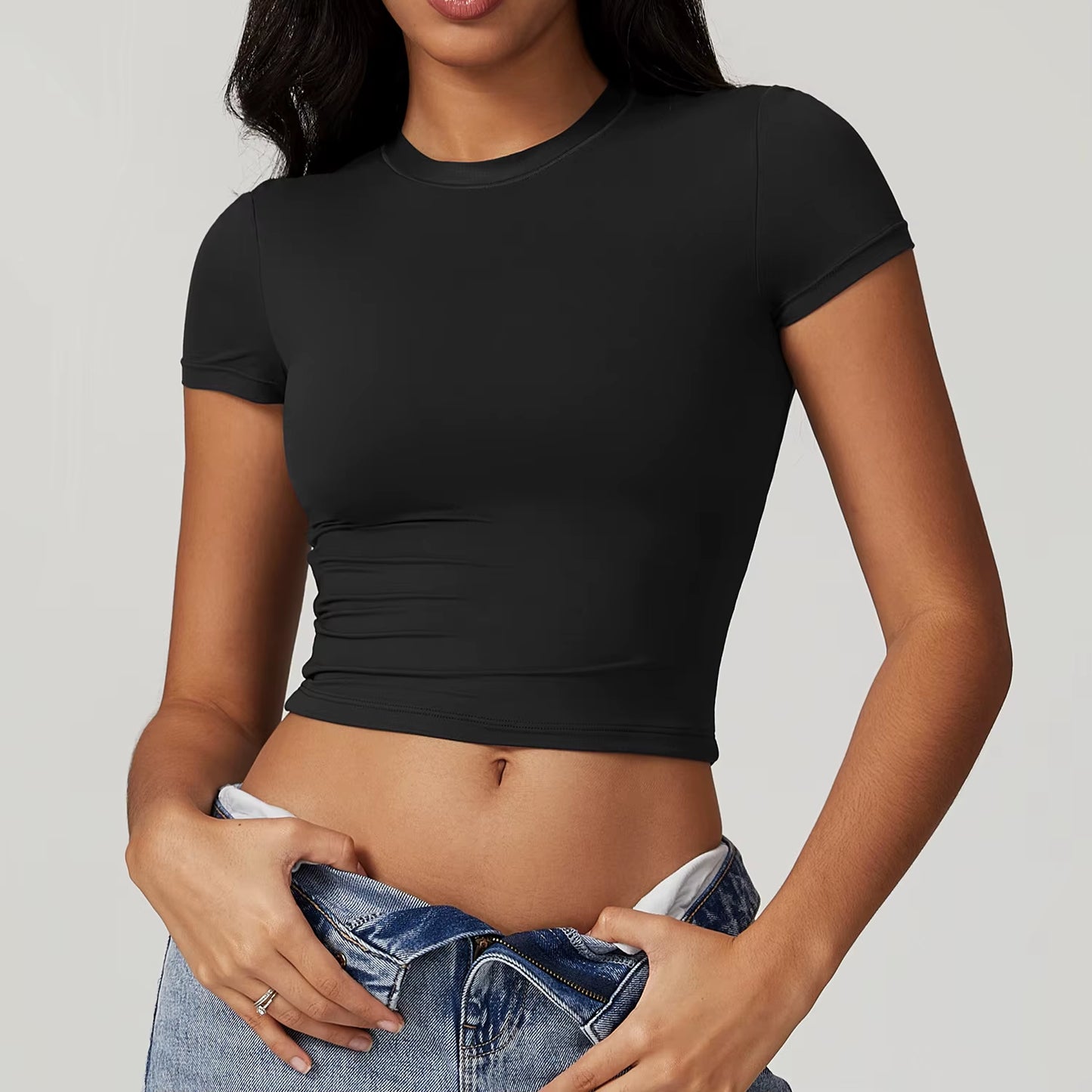 Women Yoga T-Shirt Sports Gym Cropped Tops Gym Training Shirt Fitness Short Sleeve Yoga Running Workout Tracksuit Short Sleeved