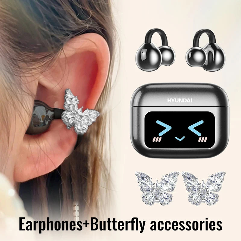 Choice M100 ENC Ear Clip LED Digital Display Earphones Wireless Bluetooth Headphones Noise Cancelling Touch Control