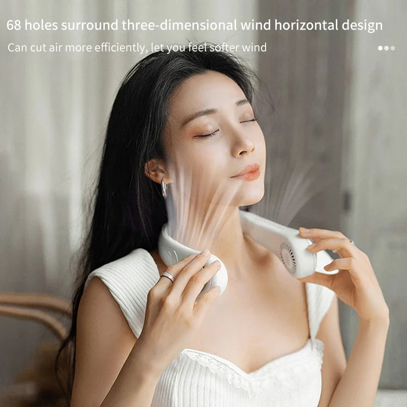 Portable Neck Fan 4000W Rechargeable USB Leafless Air Conditioner Bladeless Fans Hanging Neck Cooler for Outdoor