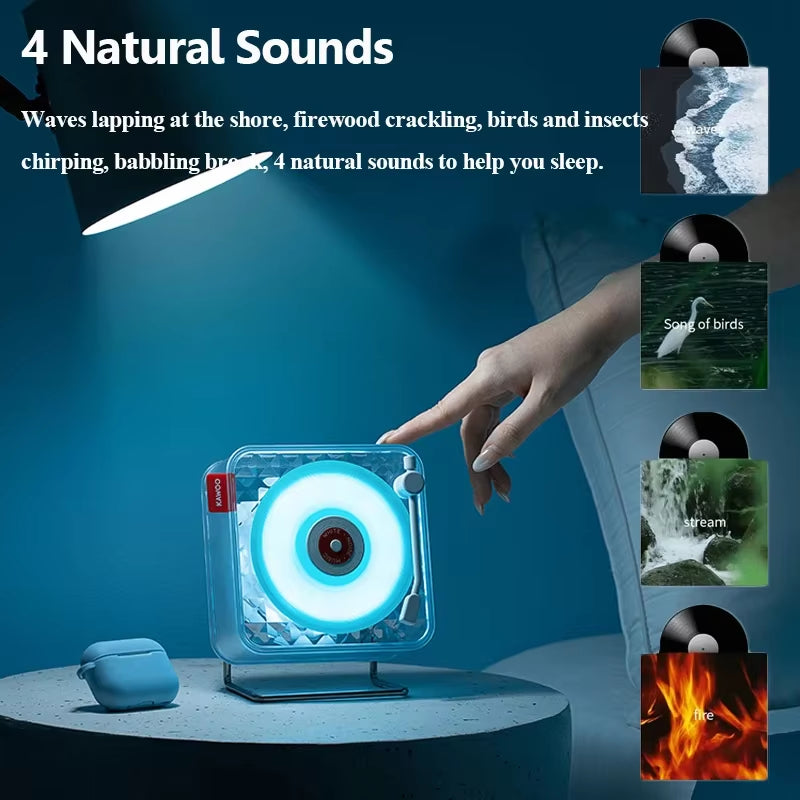 Retro Vinyl Record Player Design Bluetooth Speaker Wireless White Noise Music Box Soundbar RGB Atmosphere Light Music Player