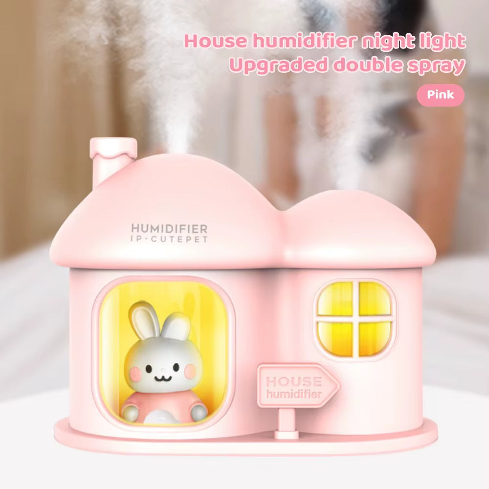Cartoon House Aroma Essential Oil Diffuser 7-Colours Ambient Night Lights USB Lovely Home Air Humidifier for Children Home Gifts