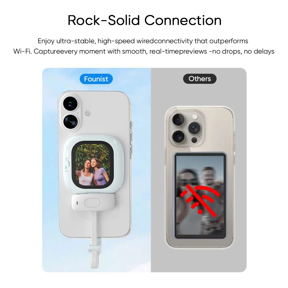 Vlogmate Mini AMOLED Screen Magnetic Selfie Monitor Screen Remote Control 700Nits for Iphone 5-12 13 14 15 16 Pro Vlog
