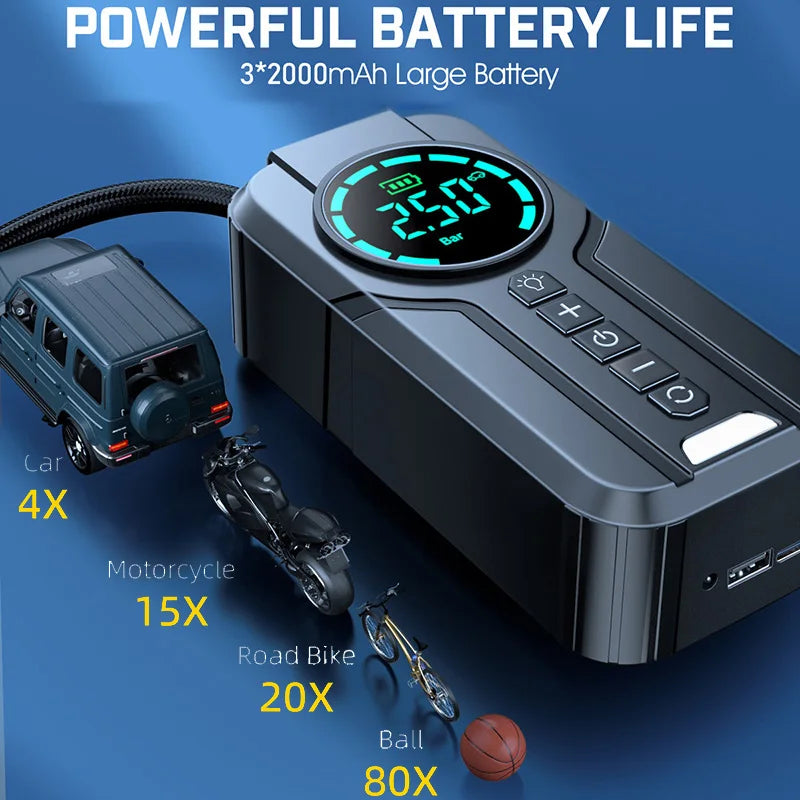 Car Inflator Tire Pump Portable Car Air Compressor for Motorcycles Bicycle Boat Tyre Inflator Digital Auto Inflatable
