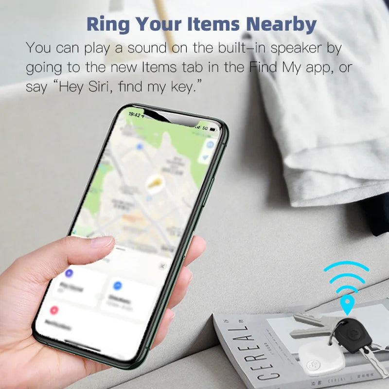 Smart Tracker Bluetooth Mini Tracker Locator Anti-Lost Alarm for Key Wallet Suitcase Luggage Finder Works with Apple Find My APP