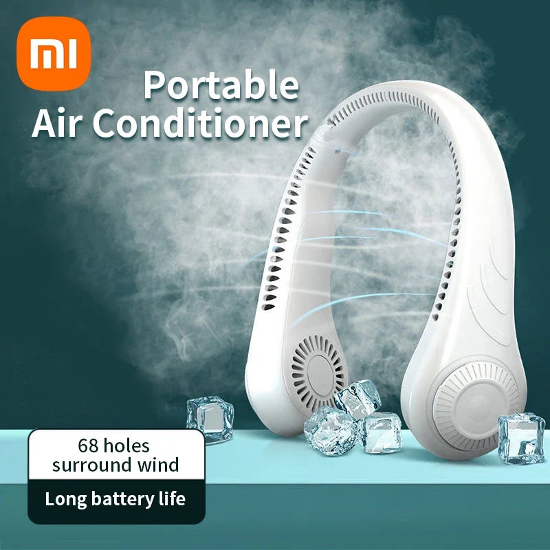 Portable Neck Fan 4000W Rechargeable USB Leafless Air Conditioner Bladeless Fans Hanging Neck Cooler for Outdoor