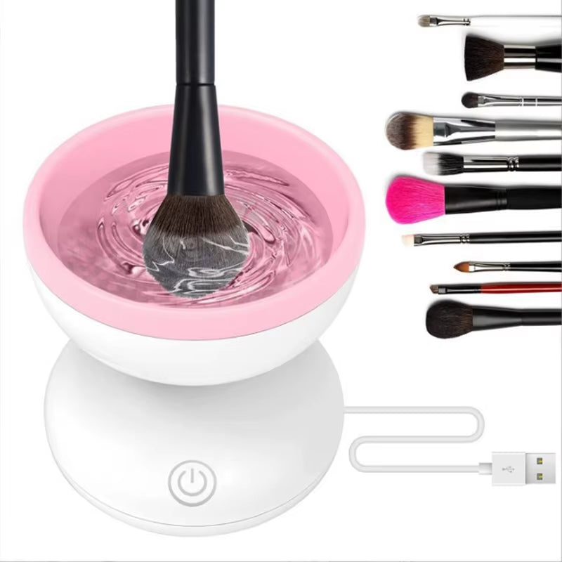 Makeup Brush Cleaner, Beauty Tool Powder Puff Beauty Egg Deep Cleaning Box, Automatic Quick Drying Brush Scrubber