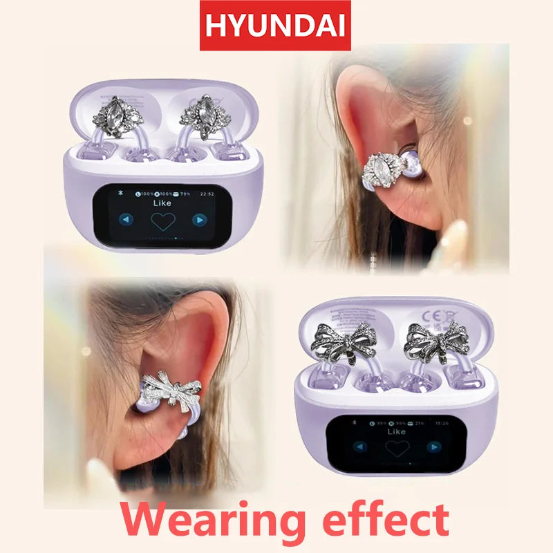 Choice M100 ENC Ear Clip LED Digital Display Earphones Wireless Bluetooth Headphones Noise Cancelling Touch Control