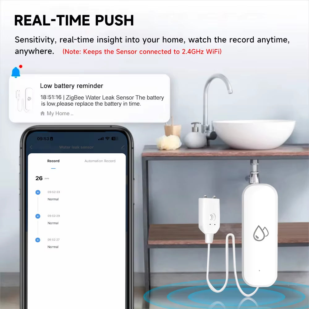 Tuya Wifi/Zigbee Water Sensor Leakage Alarm Flood Leak Detector Smart Home APP Remote Control Smart Home Security Protection