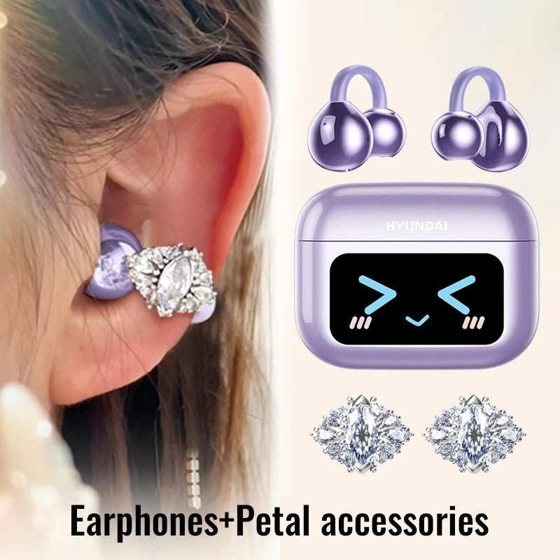 Choice M100 ENC Ear Clip LED Digital Display Earphones Wireless Bluetooth Headphones Noise Cancelling Touch Control