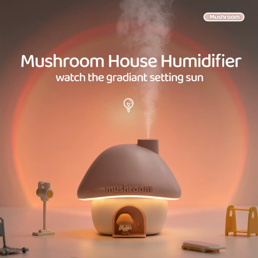 Cartoon House Aroma Essential Oil Diffuser 7-Colours Ambient Night Lights USB Lovely Home Air Humidifier for Children Home Gifts