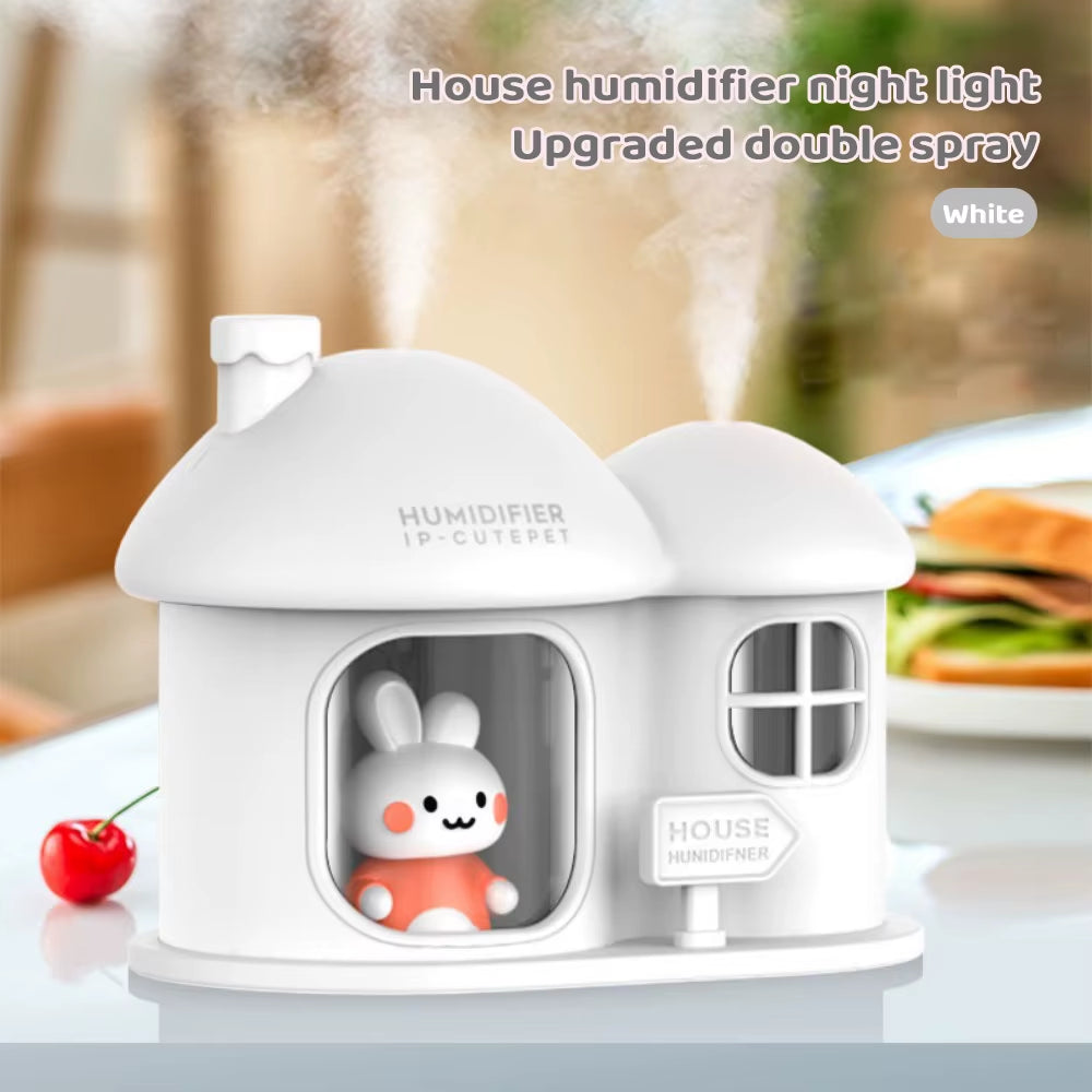 Cartoon House Aroma Essential Oil Diffuser 7-Colours Ambient Night Lights USB Lovely Home Air Humidifier for Children Home Gifts