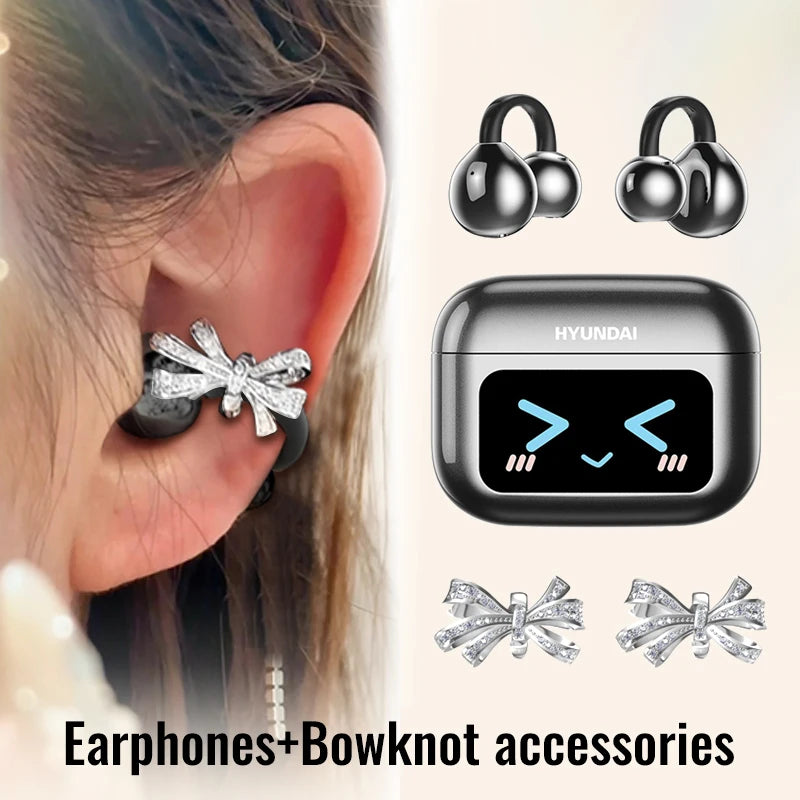 Choice M100 ENC Ear Clip LED Digital Display Earphones Wireless Bluetooth Headphones Noise Cancelling Touch Control