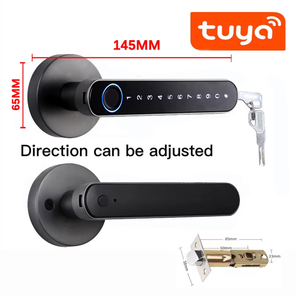 Smart Door Handle Fingerprint Password Digital Lock Tuya App Keyless Entry for Doors Smart Electronic Lock
