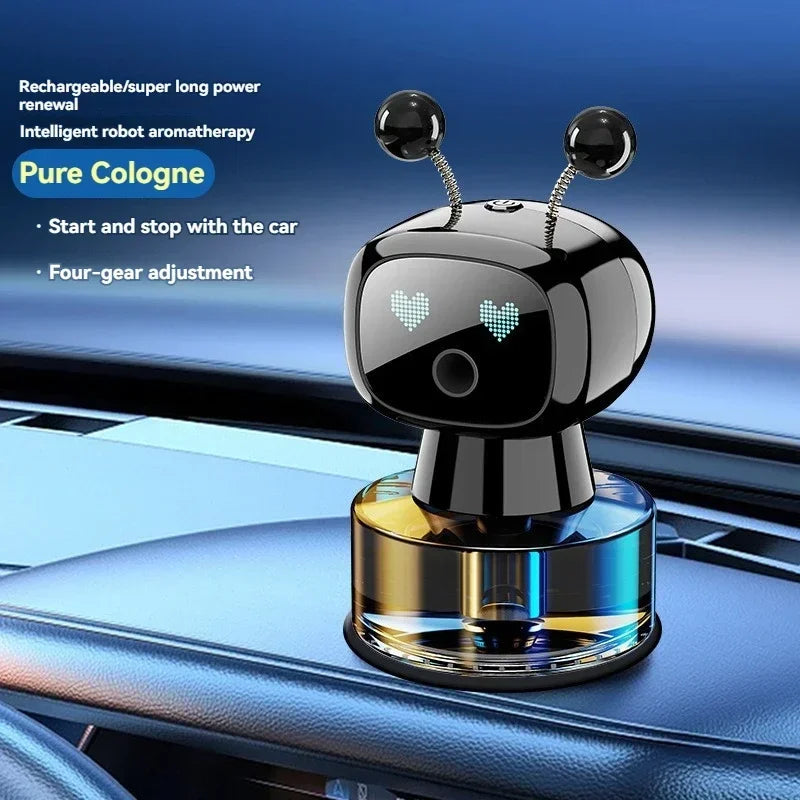 Smart Car Air Freshener AI Rechargeable Car Aroma Diffuser Smart Eyes 4 Levels of Adjustable Intelligent Car Diffuser Gift