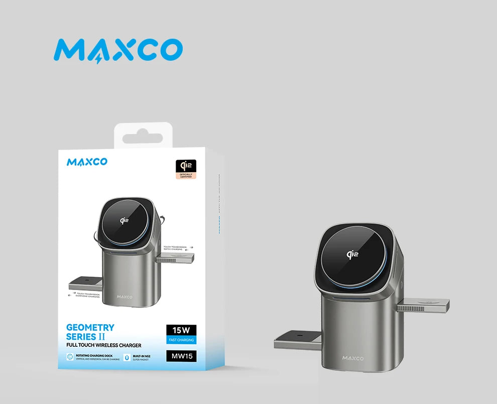 Qi2 Magnetic Wireless Charger Fast Charger 3-In-1 Intelligent Fast Charging 15W for Iphone 12/13/14/15/16, for Iwatch & Airpods