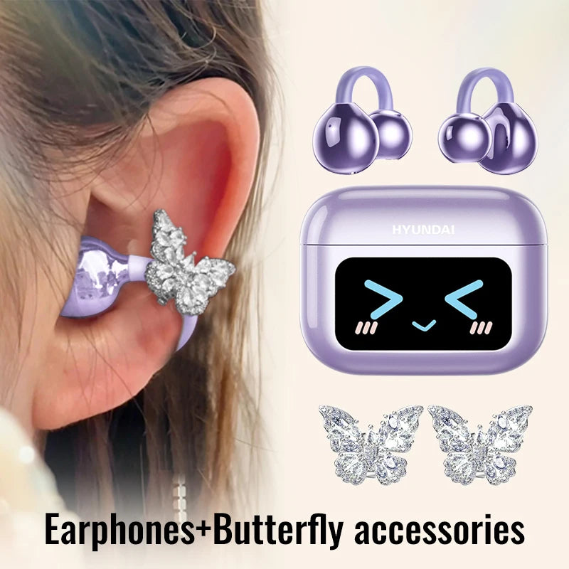 Choice M100 ENC Ear Clip LED Digital Display Earphones Wireless Bluetooth Headphones Noise Cancelling Touch Control