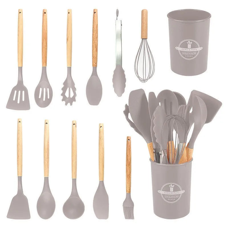 NEW12 Pcs/ Silicone Kitchen Utensils Set Combination Non-Stick Heat-Resistant Cookware Kitchen Kit Tools Kitchenware