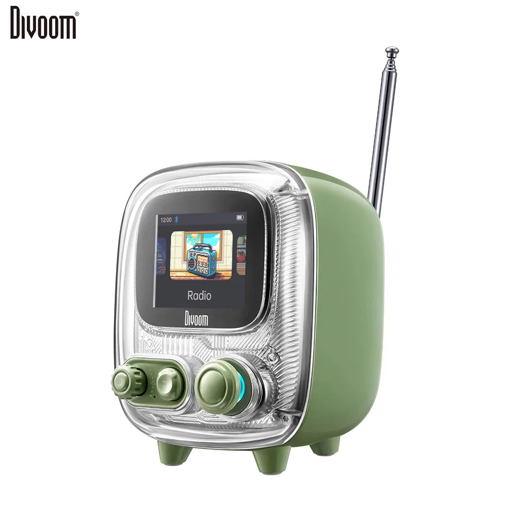 T-Tiivoo-2 Mini Small Tv Portable Radio FM with Adjustable Antenna Vintage Wireless 5.0 Bluetooth Speaker Cute Gift