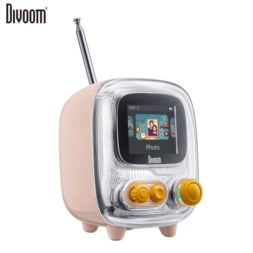 T-Tiivoo-2 Mini Small Tv Portable Radio FM with Adjustable Antenna Vintage Wireless 5.0 Bluetooth Speaker Cute Gift