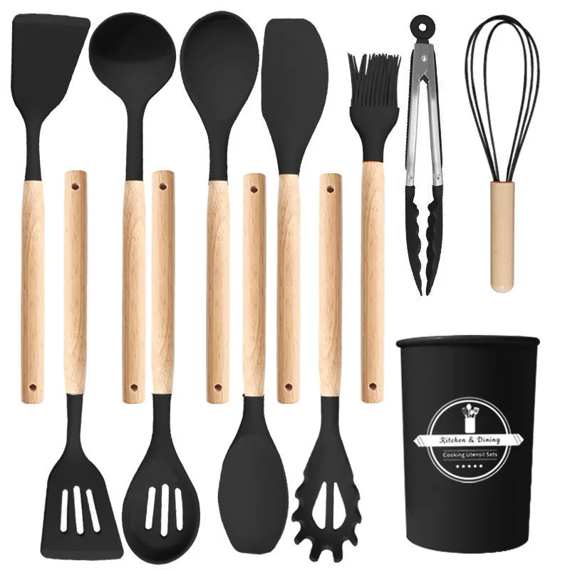 NEW12 Pcs/ Silicone Kitchen Utensils Set Combination Non-Stick Heat-Resistant Cookware Kitchen Kit Tools Kitchenware