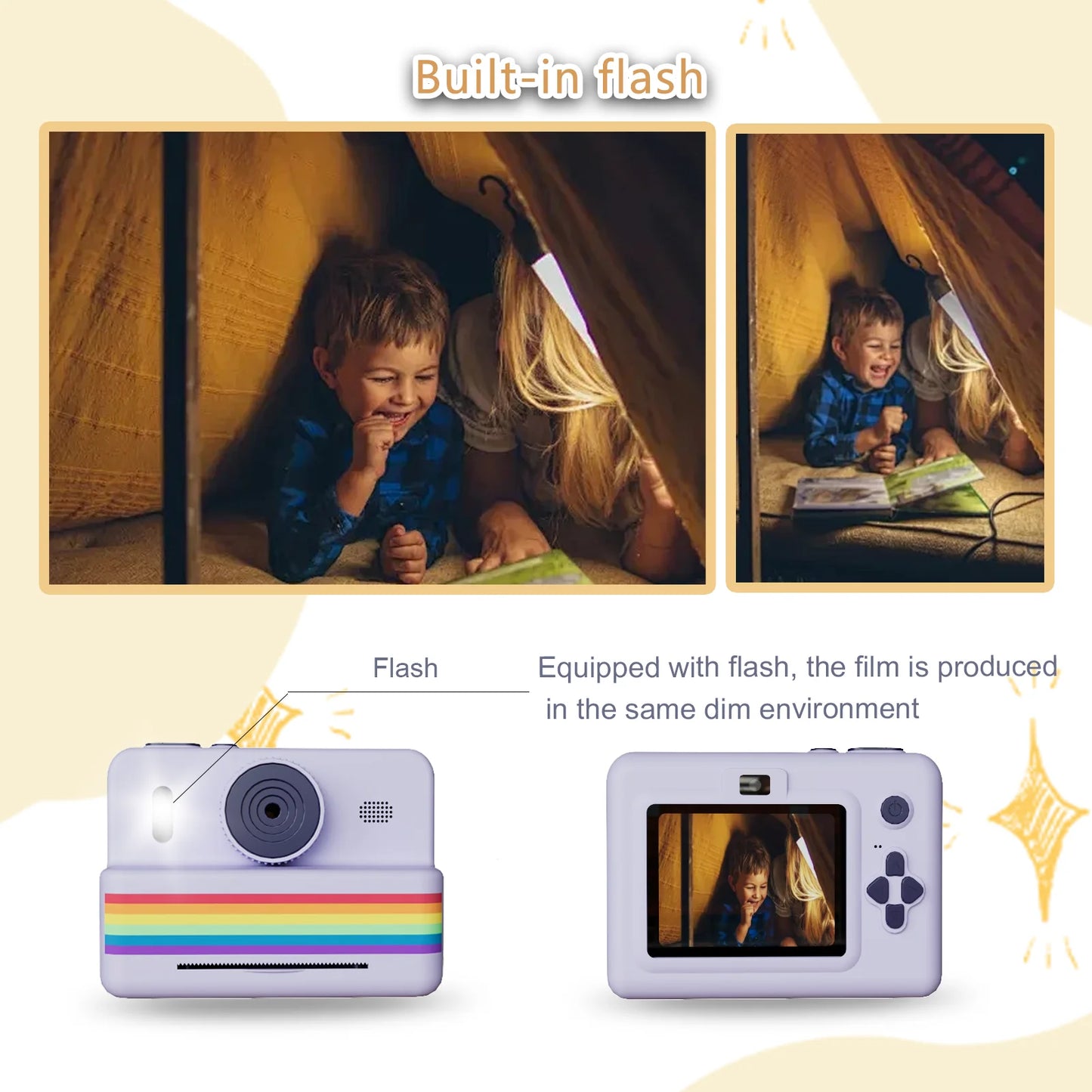Instant Print Camera for Photography Mini Printer Portable Thermal Digital Children Photo Kids Camera 2.8Inch HD Video Toy Gifts