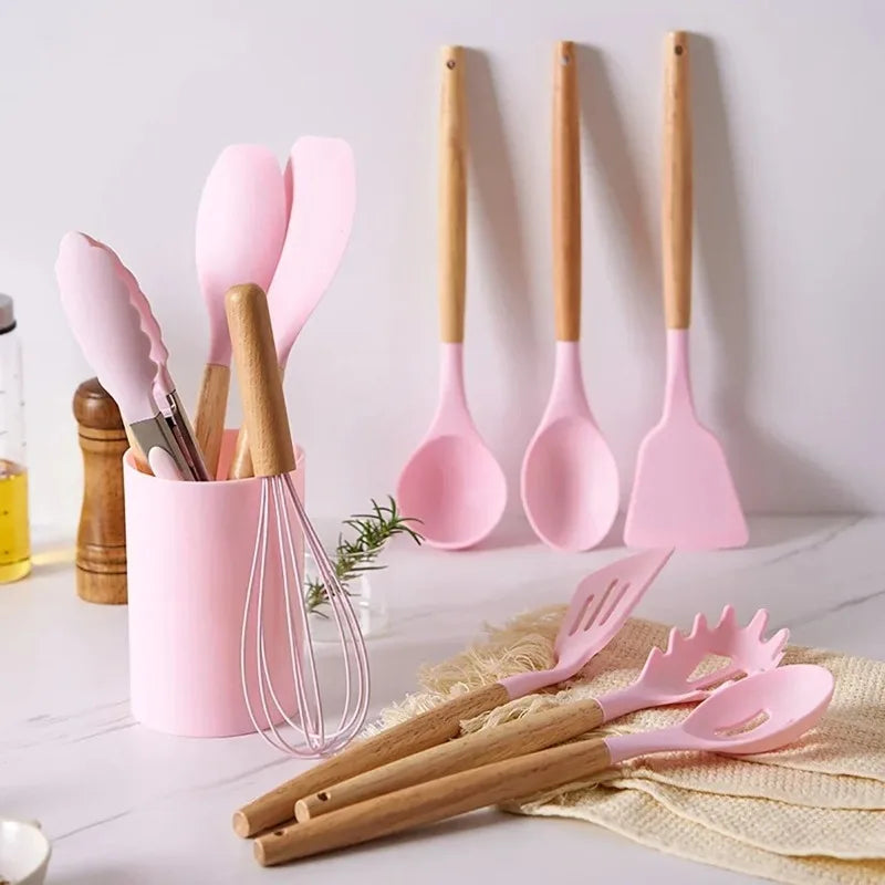 NEW12 Pcs/ Silicone Kitchen Utensils Set Combination Non-Stick Heat-Resistant Cookware Kitchen Kit Tools Kitchenware